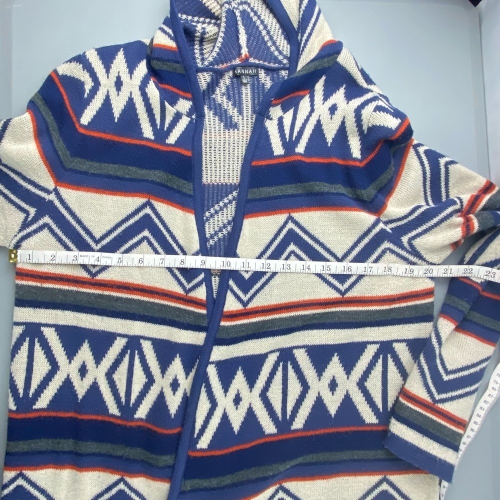 Hannah Southwestern Style Long Open Hooded Cardigan Wms sz Large - Picture 8 of 11